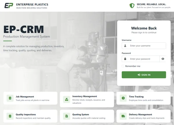 EP-CRM internal shop floor CRM system